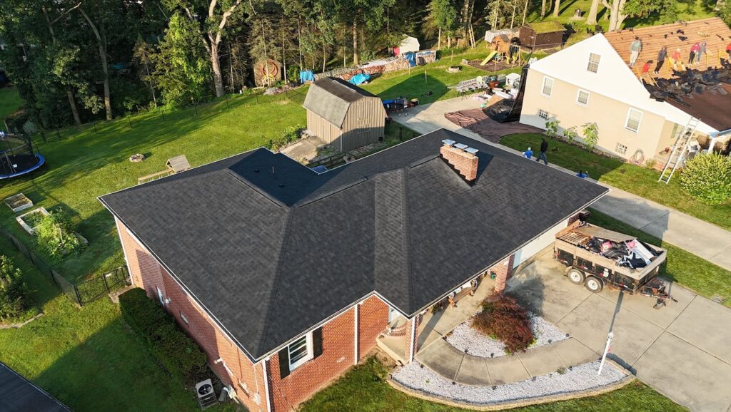 black asphalt shingles