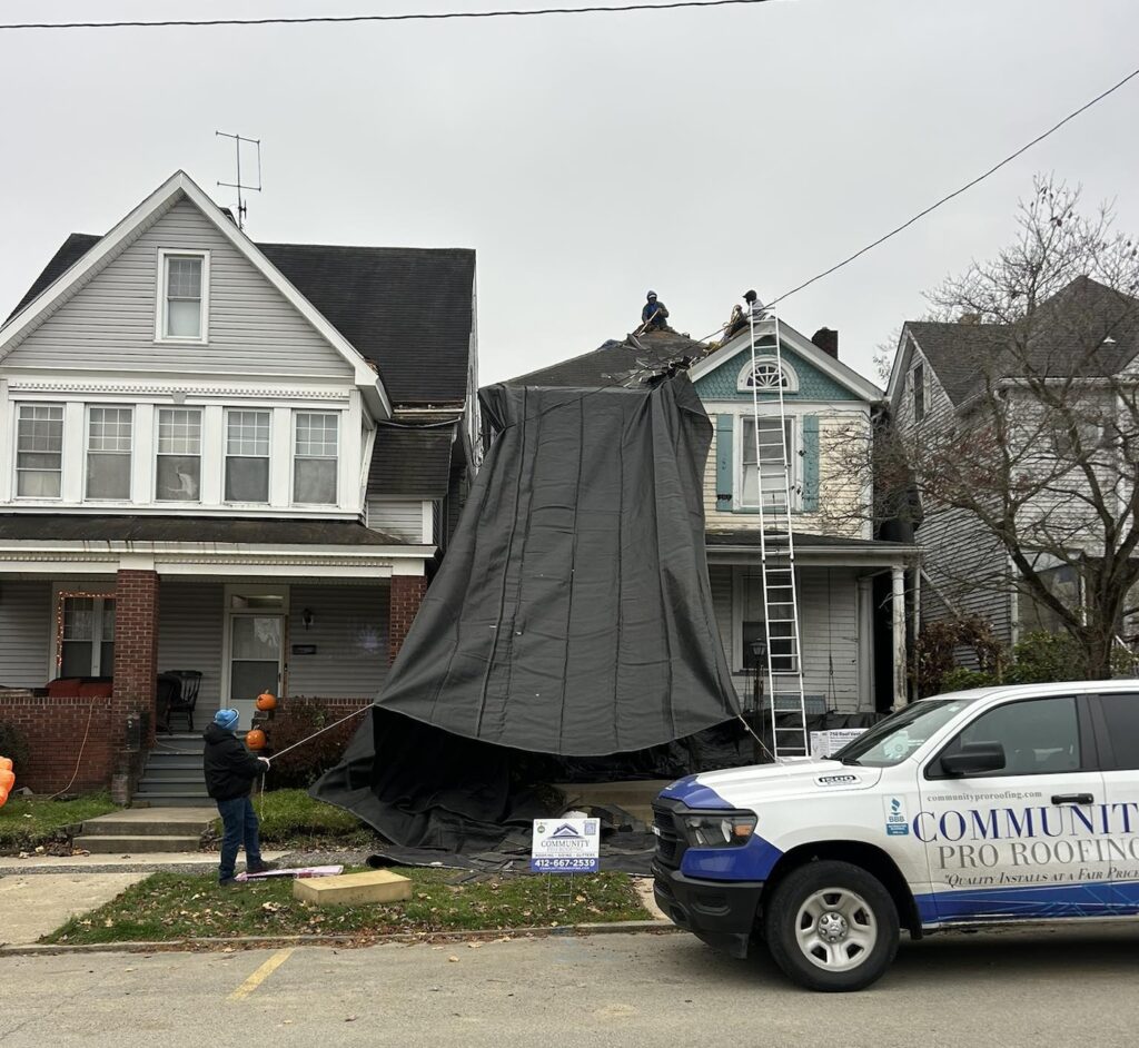 roof in progress with community pro truck